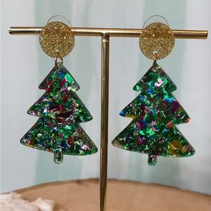 Christmas holiday glitter gold lights acrylic festive fun party earrings new